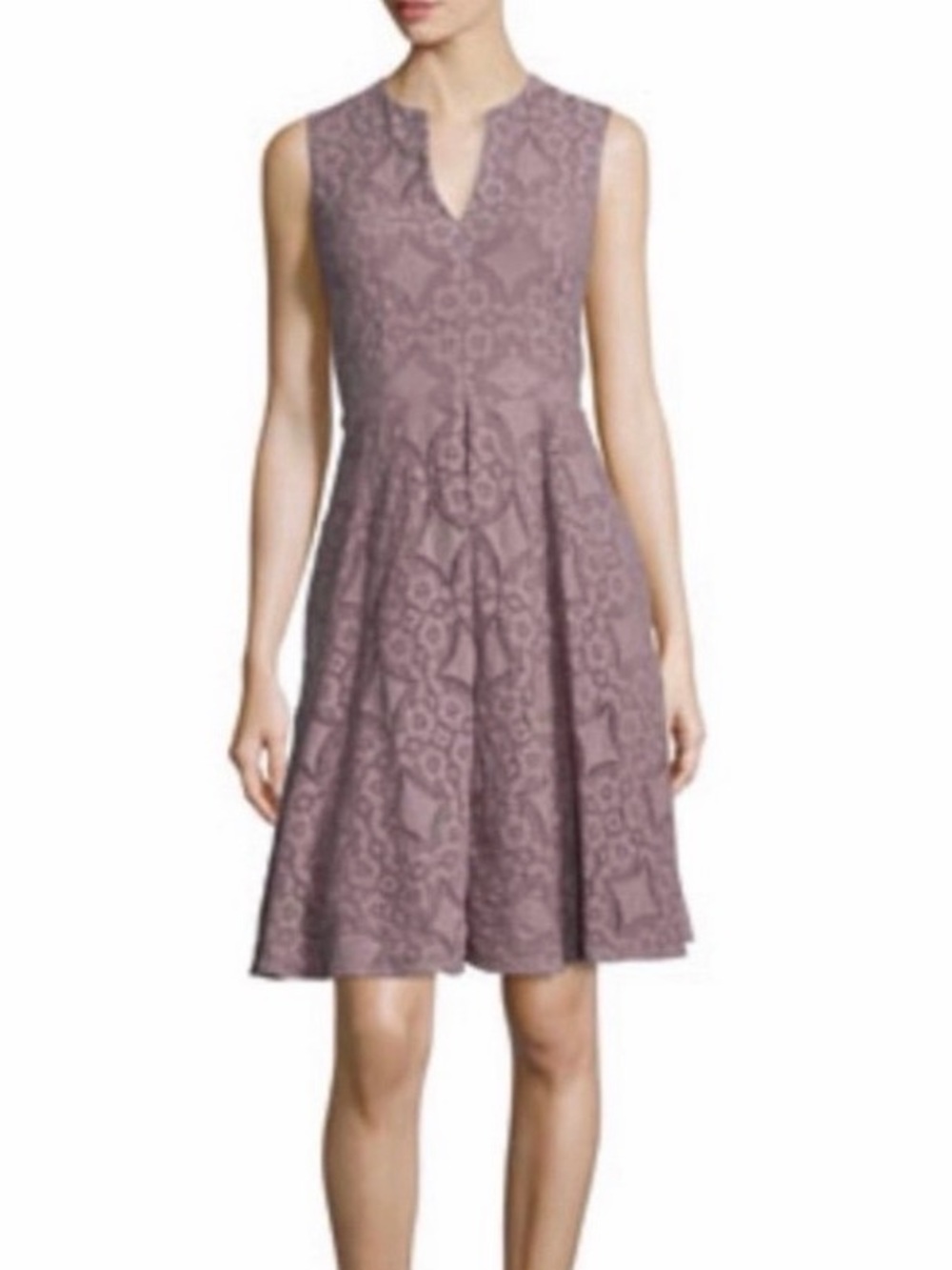Burberry London Lace Mauve Cotton A-line Sleeveless Dress